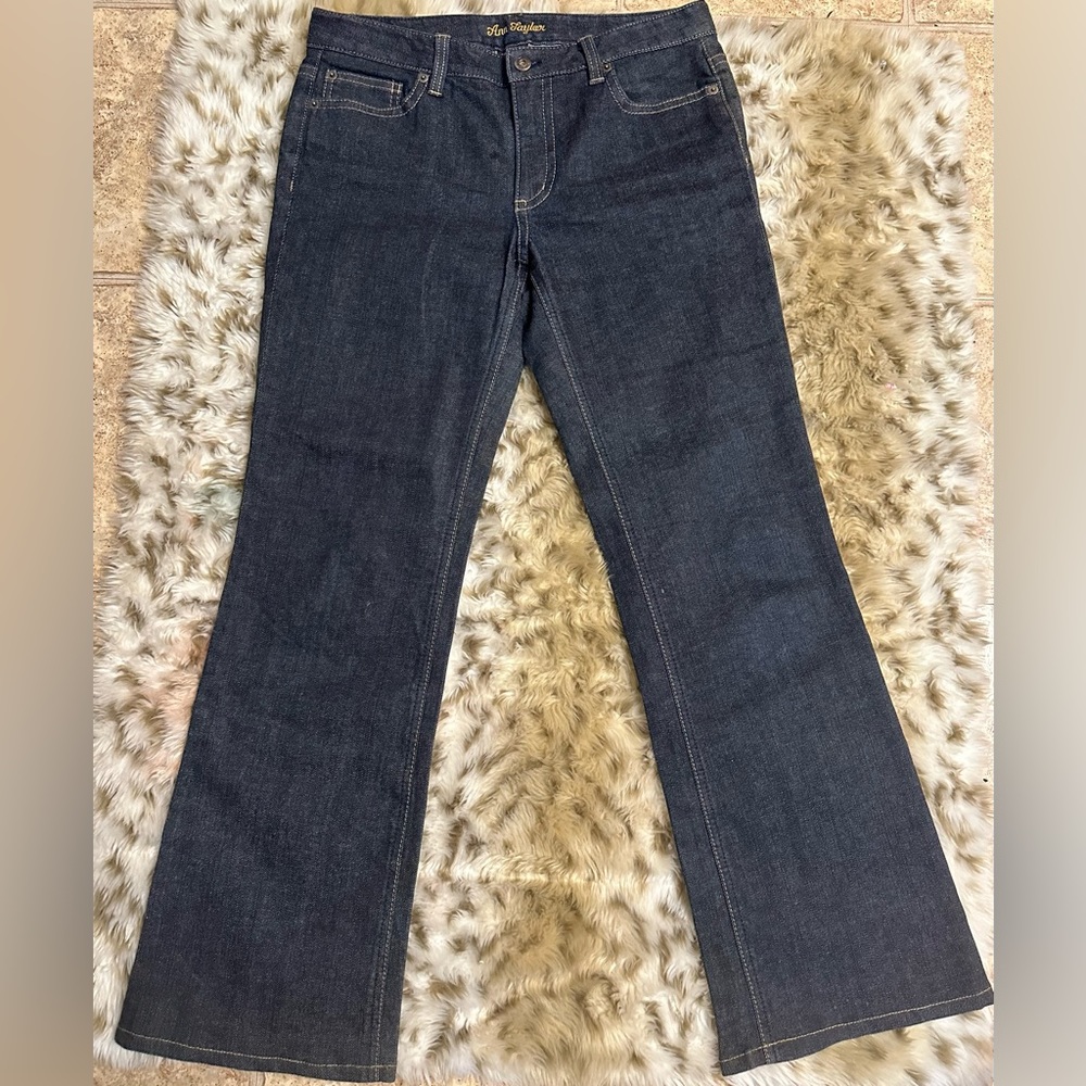 Ann Taylor Modern Fit Lindsay Waist Dark Wash Boot Cut Jeans 6
